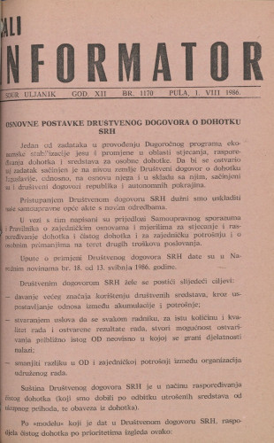 Mali informator, 1986/1170