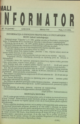 Mali informator, 1991/1715