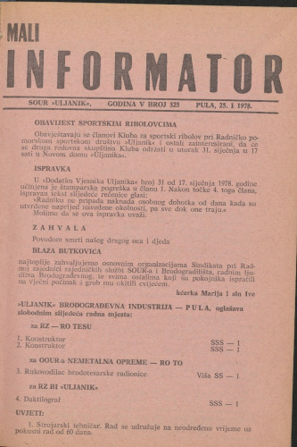 Mali informator, 1978/325