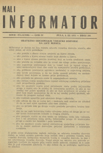 Mali informator, 1976/186