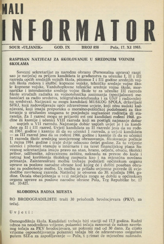 Mali informator, 1983/858