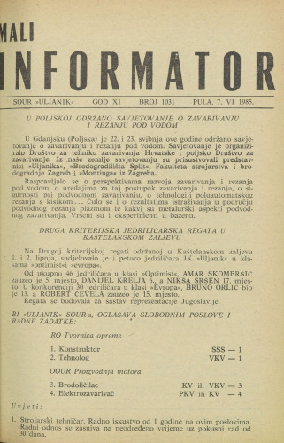 Mali informator, 1985/1031