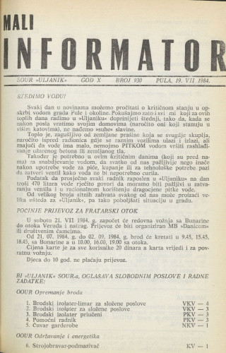 Mali informator, 1984/930