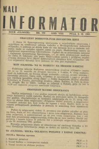 Mali informator, 1982/759