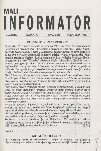Mali informator, 1993/1833